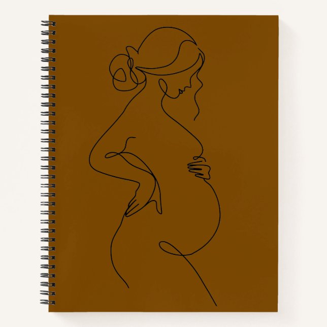 Minimalist Pregnancy Silhouette Sticker - Line Art Notebook (Front)