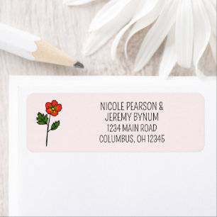 Minimalist Primrose Wedding Address Label