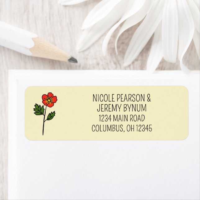 Minimalist Primrose Wedding Address Label (Insitu)