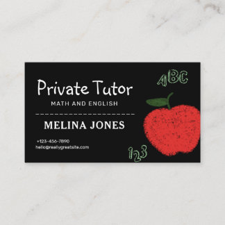 Minimalist Private Tutor and Educators Teacher Business Card