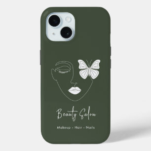 Minimalist Professional Beauty Salon Forest Green iPhone 15 Case