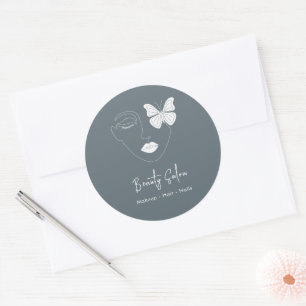 Minimalist Professional Beauty Salon Trendy Navy Classic Round Sticker