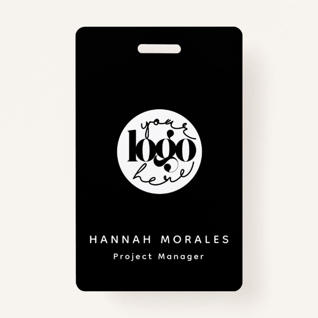Minimalist Professional Black Business Custom Logo Badge (Back)