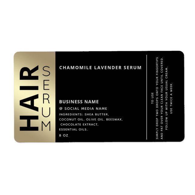 Minimalist professional black gold hair serum (Front)