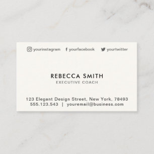 Minimalist Professional Black/Ivory Social Media Business Card