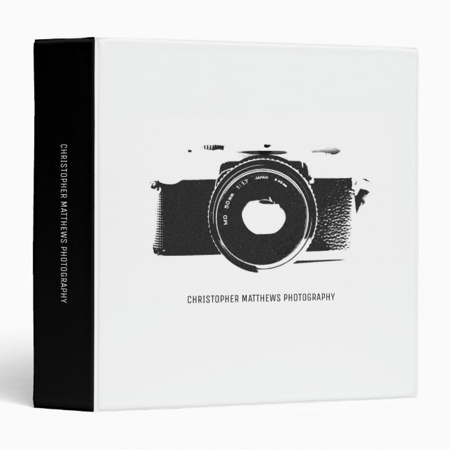 Minimalist Professional Black White Photographer Binder (Front/Spine)