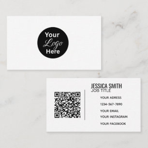 Minimalist Professional Company Logo QR Code Busin Business Card