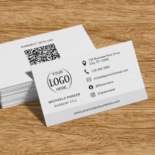 Minimalist Professional Company Logo QR Code Business Card