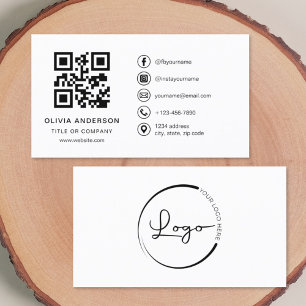 Minimalist Professional Company Logo QR Code  Business Card