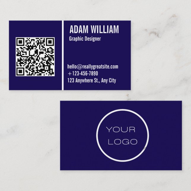 Minimalist Professional Company Logo QR Code Business Card (Front/Back)