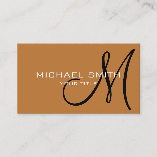 Minimalist Professional Copper Monogram Business Card (Front)