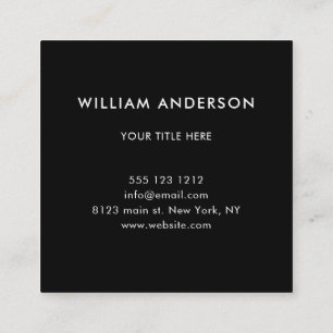 Minimalist Professional Corporate Black And White Square Business Card