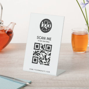 Minimalist  Professional Custom Logo QR Code Menu Pedestal Sign