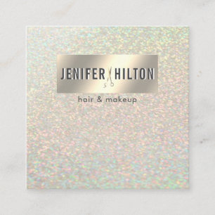 Minimalist professional  gold foil hair stylist square business card