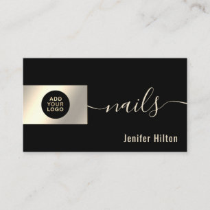 Minimalist professional  gold foil nails business card