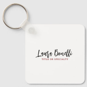 Minimalist Professional Handwrite Plain Name Title Keychain