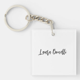 Minimalist Professional Handwrite Plain Name Title Keychain