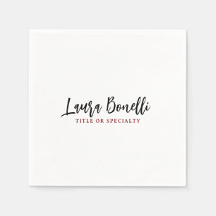 Minimalist Professional Handwrite Plain Name Title Napkin