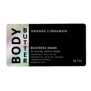 Minimalist professional hologram body butter label