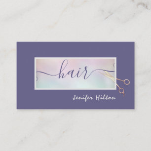 Minimalist professional  holographic hair salon business card
