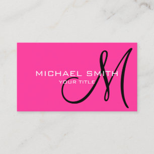 Minimalist Professional Hot Pink Monogram Business Card