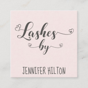 Minimalist professional  lashes calligraphy hearts square business card