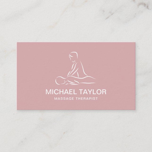 Minimalist Professional Male Massage Therapist  Business Card (Front)