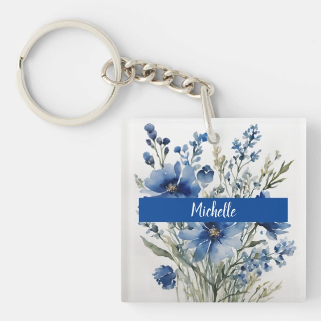 Minimalist Professional Modern Bunch of Flowers Keychain (Front)