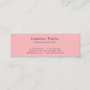 Minimalist Professional Modern Elegant Pink Plain Mini Business Card