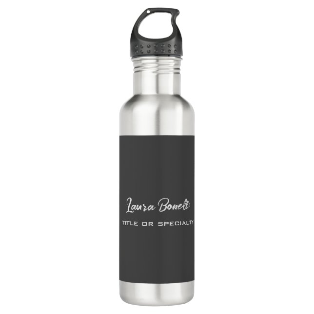 Minimalist Professional Modern Handwrite Dark Grey 710 Ml Water Bottle (Front)