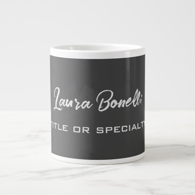 Minimalist Professional Modern Handwrite Dark Grey Large Coffee Mug (Front)