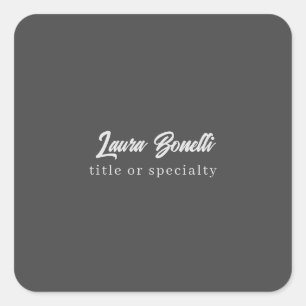 Minimalist Professional Modern Handwrite Dark Grey Square Sticker