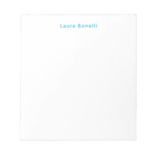 Minimalist Professional Modern Name Azure Blue Notepad