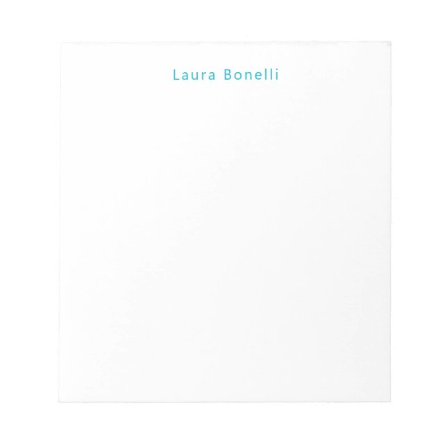 Minimalist Professional Modern Name Azure Blue Notepad (Front)