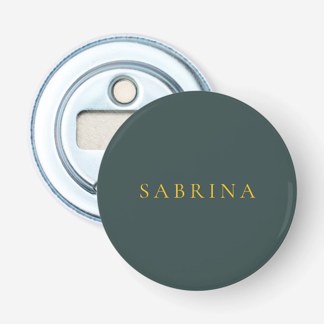 Minimalist Professional Modern Name Dusty Green Bottle Opener (Front)