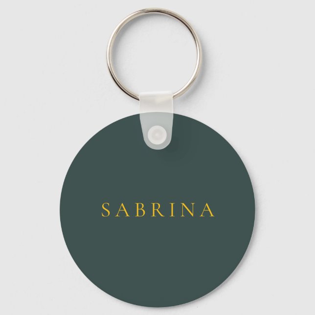 Minimalist Professional Modern Name Dusty Green Keychain (Front)