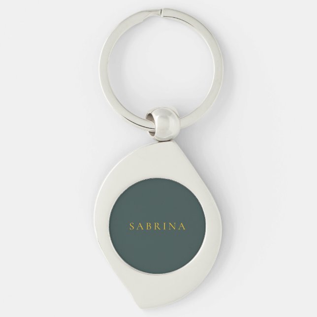 Minimalist Professional Modern Name Dusty Green Keychain (Front)
