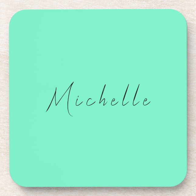 Minimalist Professional Modern Name Handwritten Coaster (Front)