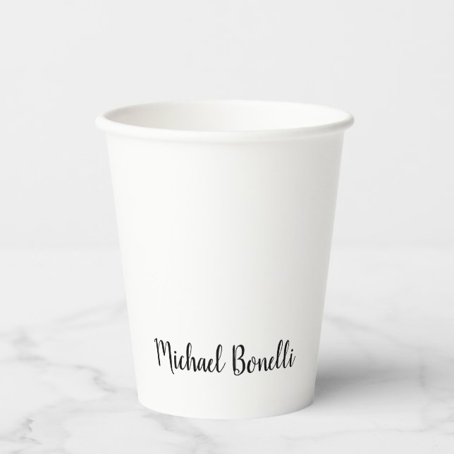 Minimalist Professional Modern Plain Black White Paper Cups (Front)