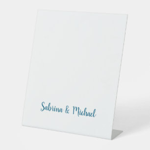 Minimalist Professional Modern Plain Blue White Pedestal Sign