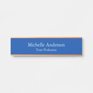 Minimalist Professional Modern Plain Cobalt Blue Door Sign