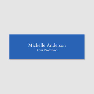 Minimalist Professional Modern Plain Cobalt Blue Name Tag