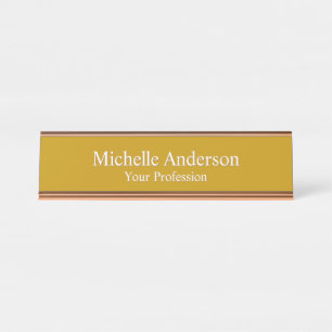 Minimalist Professional Modern Plain Dijon Yellow Desk Name Plate