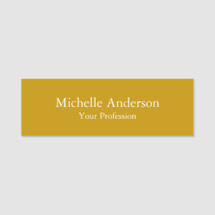 Minimalist Professional Modern Plain Dijon Yellow Name Tag