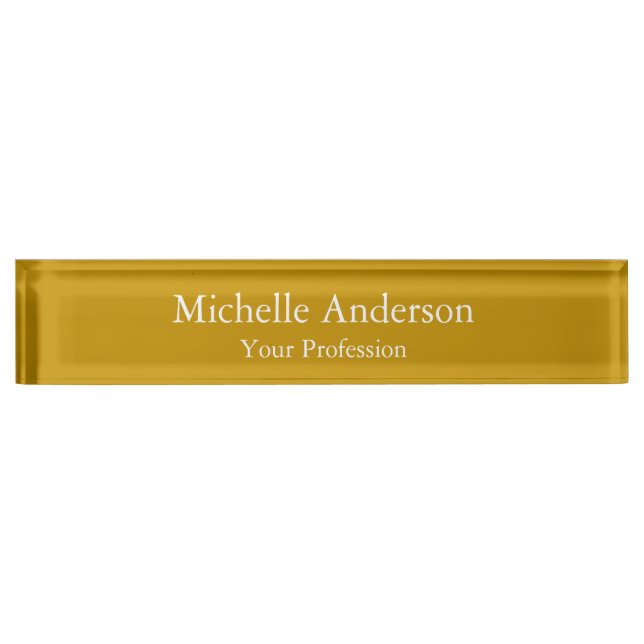 Minimalist Professional Modern Plain Dijon Yellow Nameplate (Front)