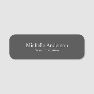 Minimalist Professional Modern Plain Grey Colour Name Tag