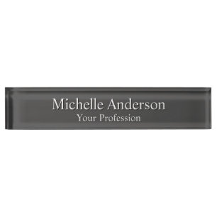Minimalist Professional Modern Plain Grey Colour Nameplate