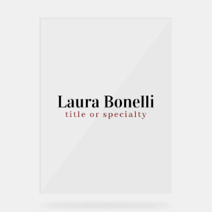 Minimalist Professional Modern Plain Name Title Acrylic Sign