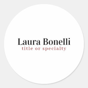 Minimalist Professional Modern Plain Name Title Classic Round Sticker