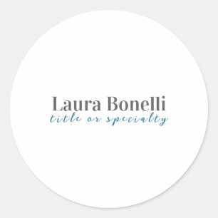 Minimalist Professional Modern Plain Name Title Classic Round Sticker